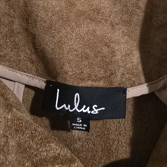 Lulus Faux Suede Moto Jacket Tan size S - Picture 9 of 11